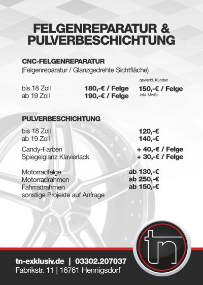 Felgenreparatur und Pulverbeschichtung